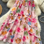 Sweetie Colorful Floral Halter Dress