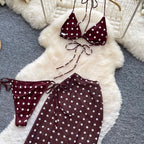 Polka-dot Bikini & Wrapped Skirt 2Pcs