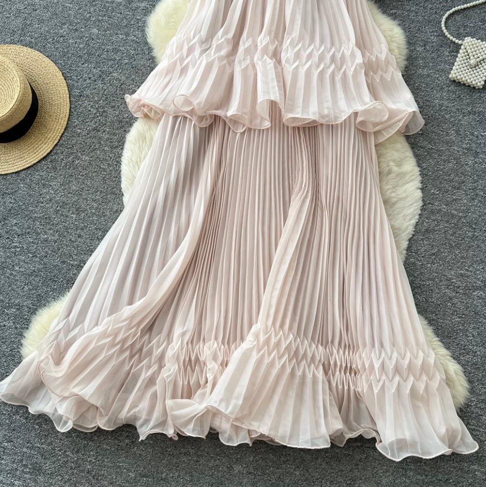 Backless Pleated Halter Dress