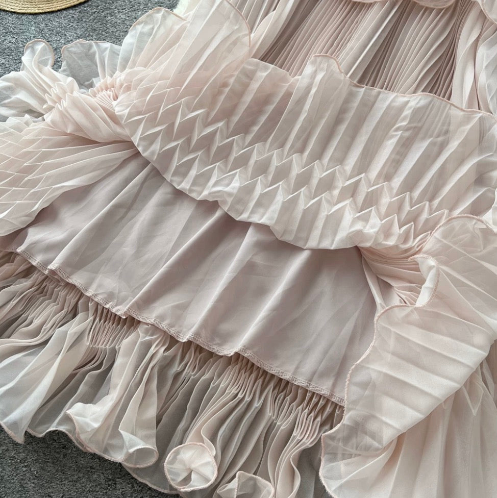 Backless Pleated Halter Dress