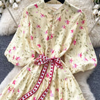 Sweetie Puffy Sleeve Floral Dress
