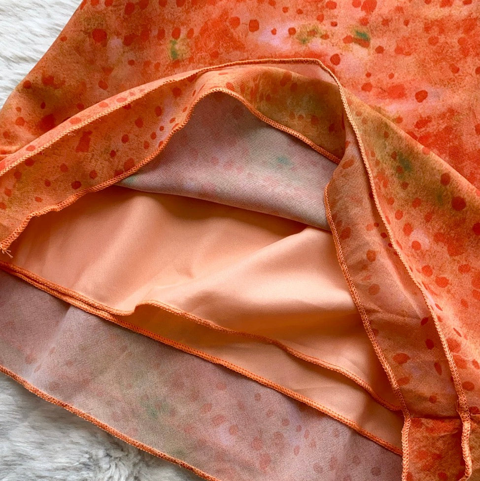 Orange Lace Top & Skirt 2Pcs