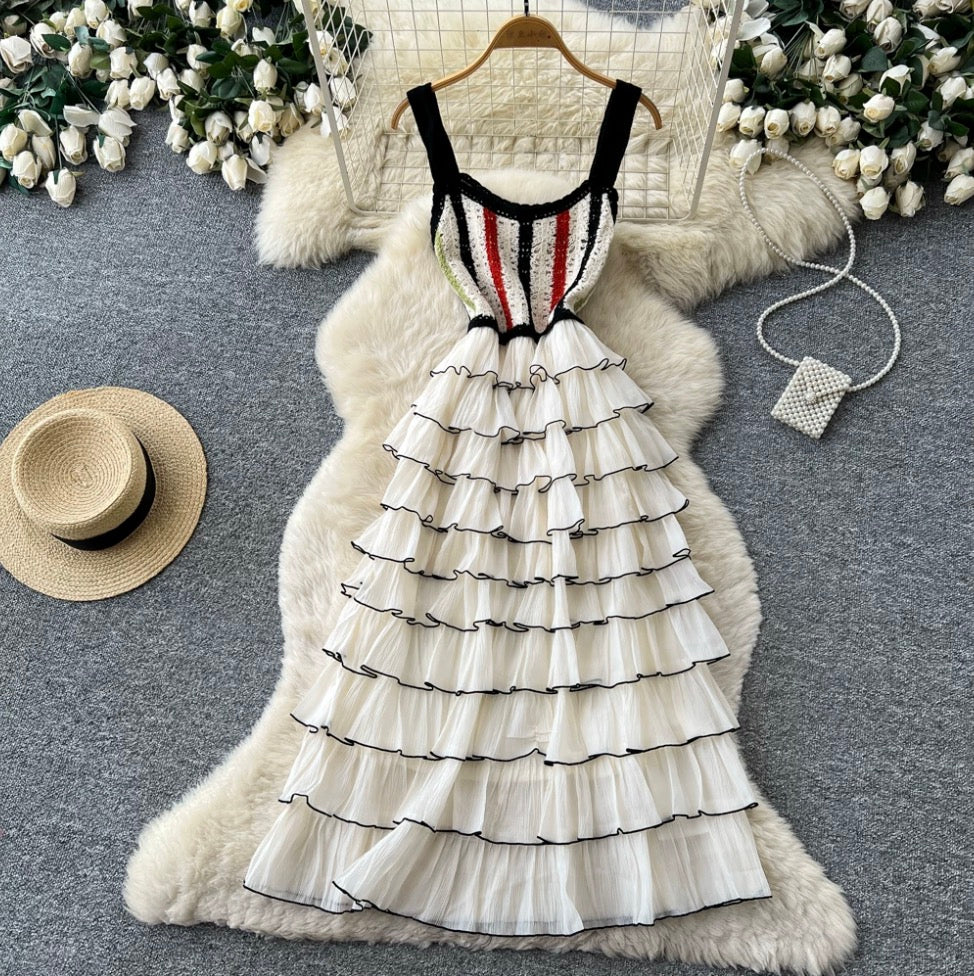 Color Blocking Layered Cake Dress
