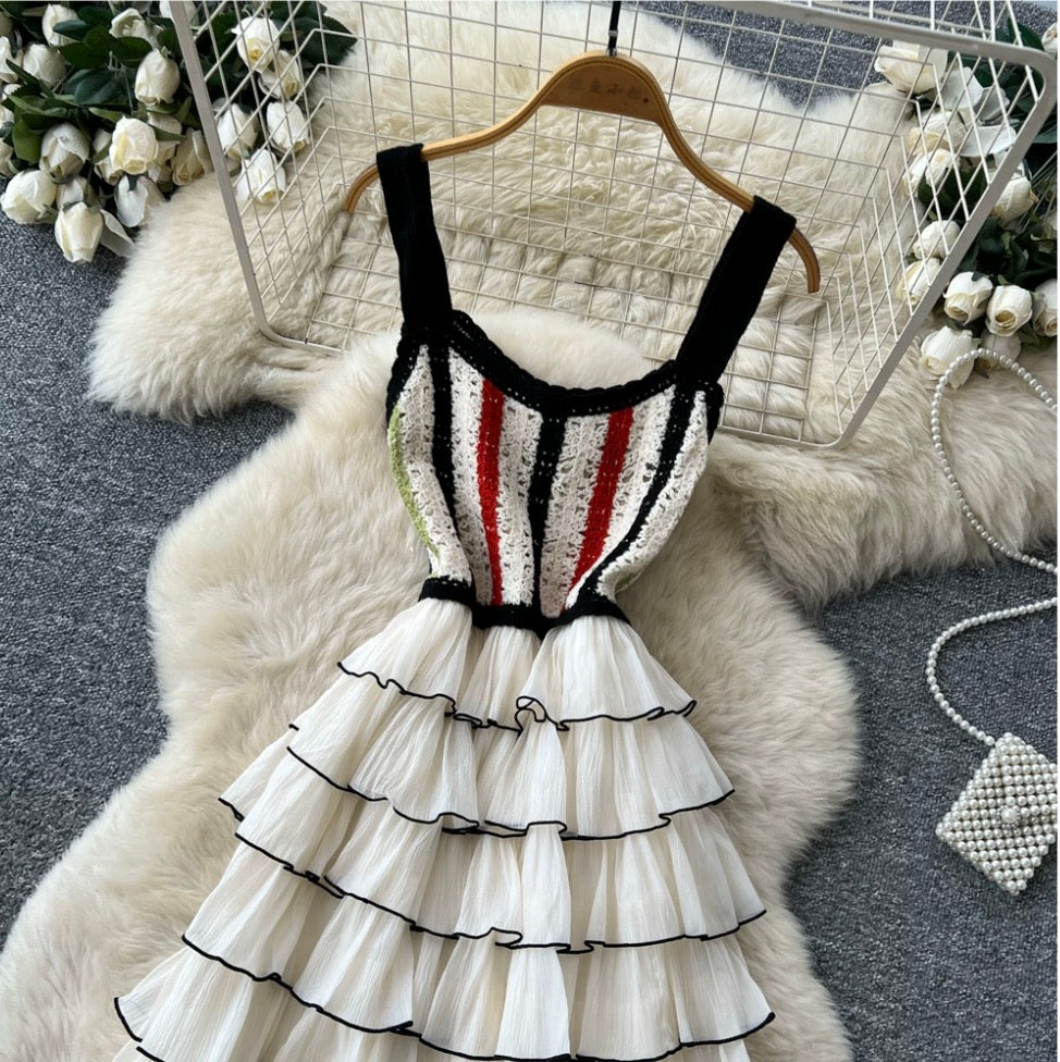 Color Blocking Layered Cake Dress