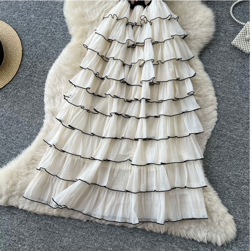 Color Blocking Layered Cake Dress