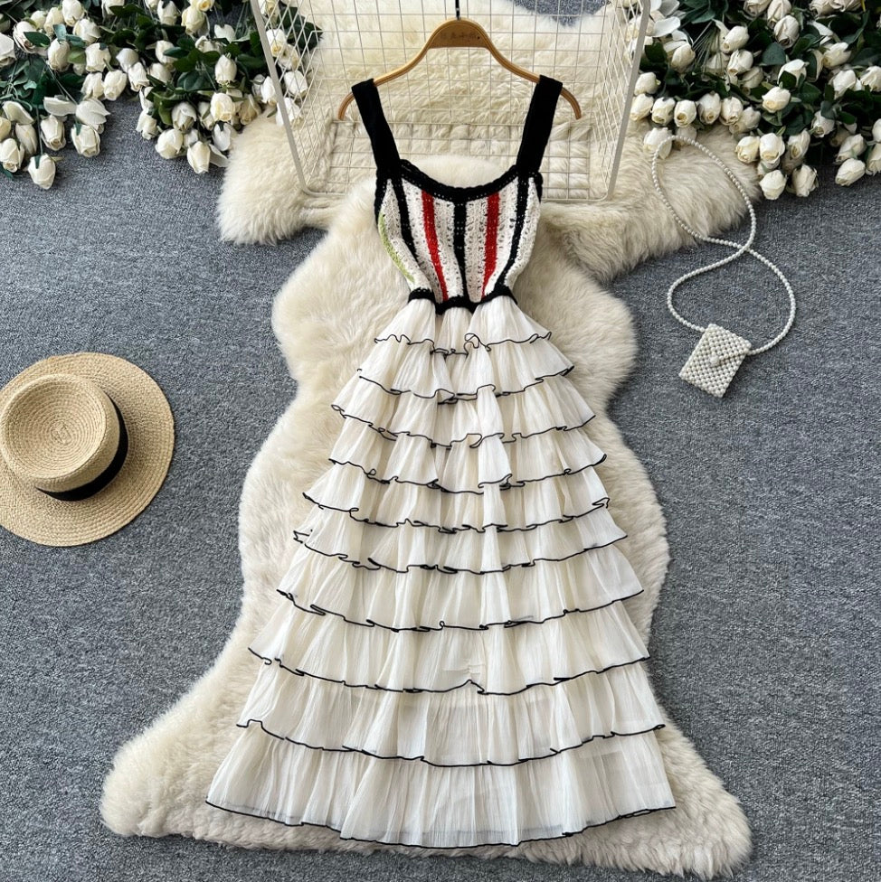 Color Blocking Layered Cake Dress