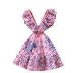 Backless Lace-up Floral Dress