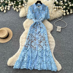 French Style Lace Shirt Dress