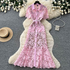 French Style Lace Shirt Dress