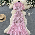 French Style Lace Shirt Dress