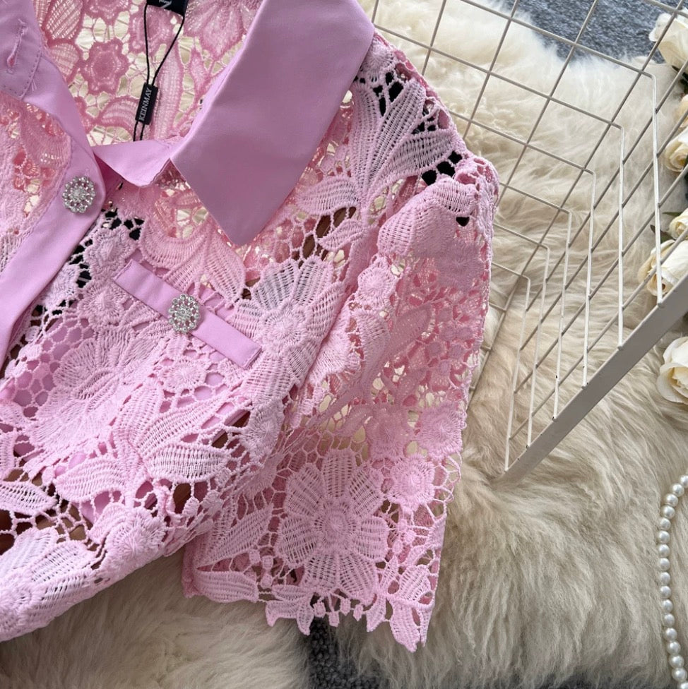 French Style Lace Shirt Dress