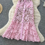 French Style Lace Shirt Dress