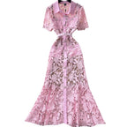 French Style Lace Shirt Dress