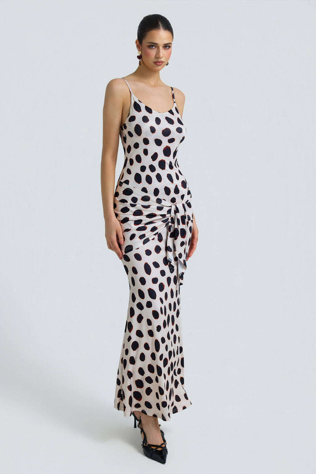 Jersey Animal Print Tie-Up Maxi Dress