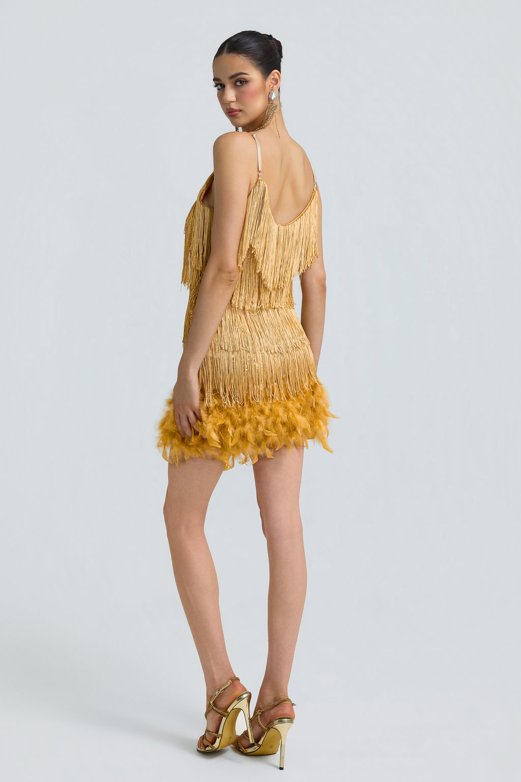 Sequin Tassel Feather Cami Mini Dress
