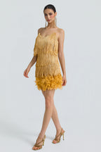 Sequin Tassel Feather Cami Mini Dress