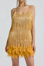 Sequin Tassel Feather Cami Mini Dress