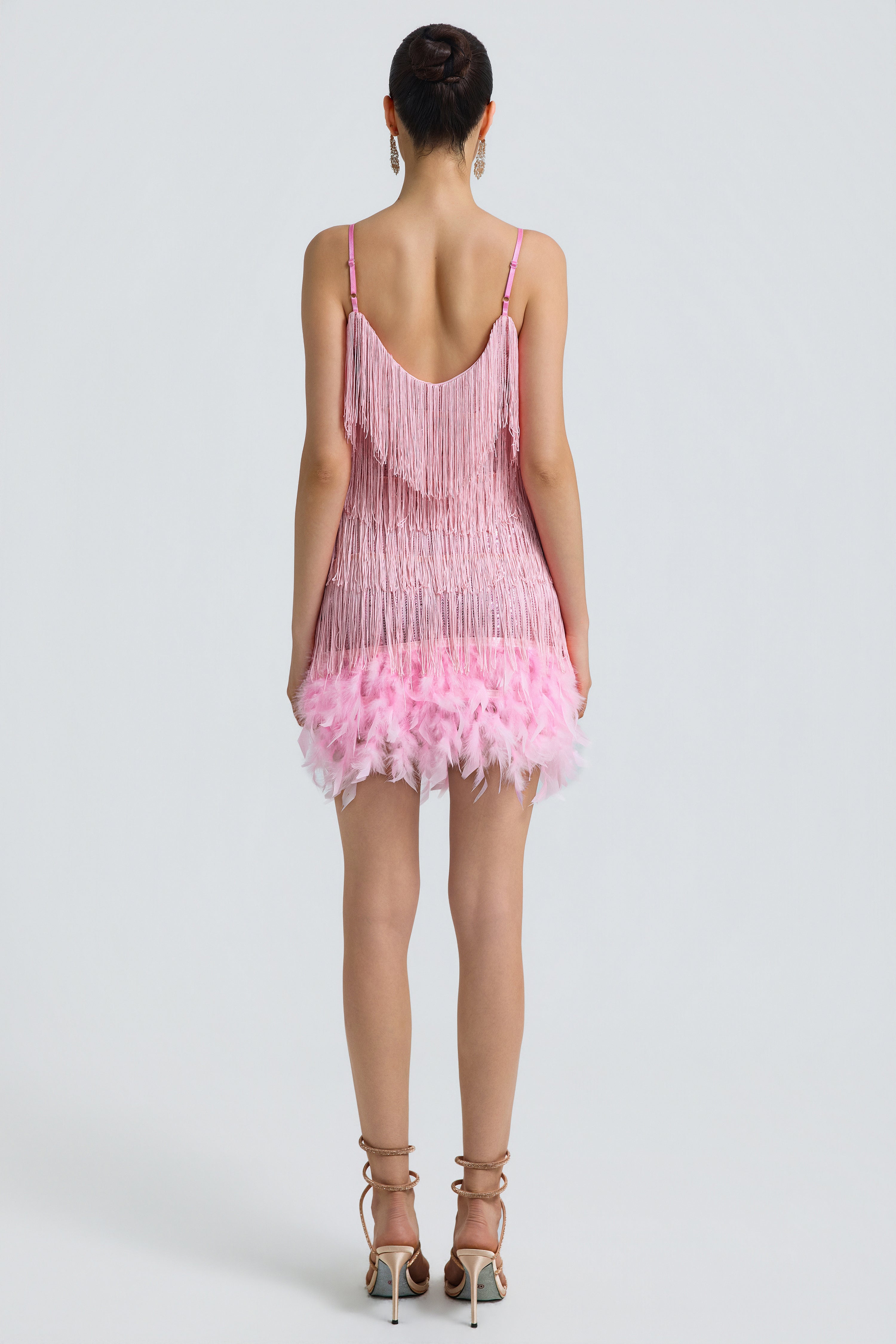 Sequin Tassel Feather Cami Mini Dress