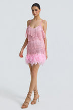 Sequin Tassel Feather Cami Mini Dress