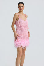 Sequin Tassel Feather Cami Mini Dress
