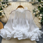 Sweetie Beaded Ruffled Chiffon Top