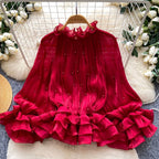 Sweetie Beaded Ruffled Chiffon Top