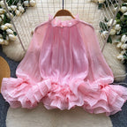 Sweetie Beaded Ruffled Chiffon Top