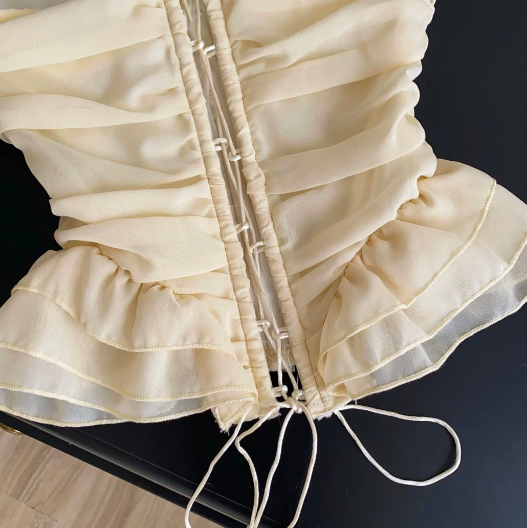 Apricot Lace Patchwork Bustier Top
