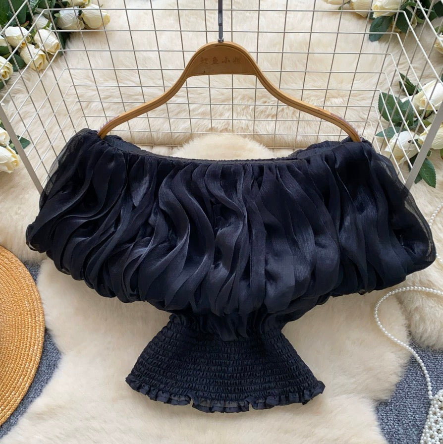 Sweetie Puffy Sleeve Ruffled Shirt