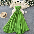 Backless Grass Green Slip Dress