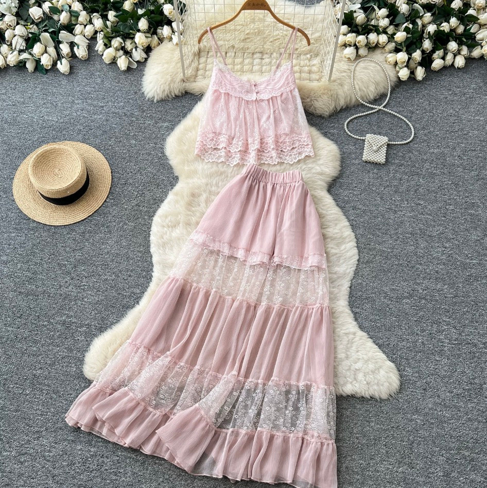 Sweetie Camisole & Cake Skirt Pink 2Pcs