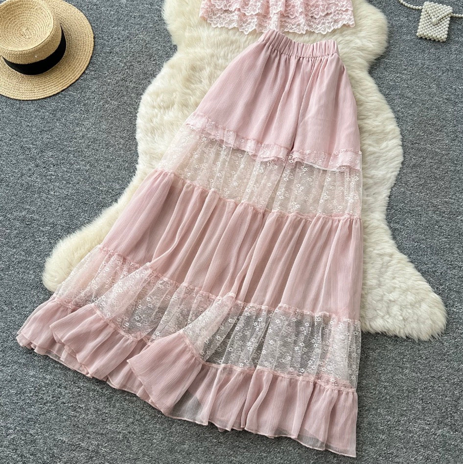 Sweetie Camisole & Cake Skirt Pink 2Pcs