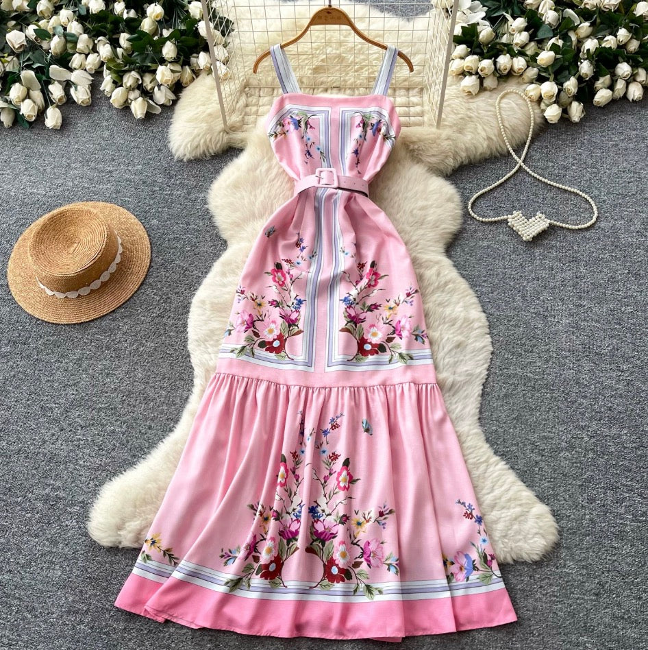 Sweetie Floral Print Vest Dress