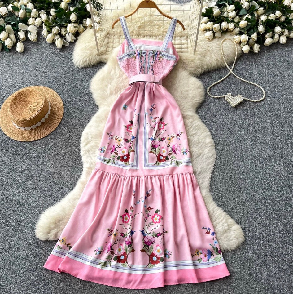 Sweetie Floral Print Vest Dress