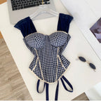 Vintage Plaid Lace Patchwork Camisole
