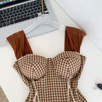 Vintage Plaid Lace Patchwork Camisole