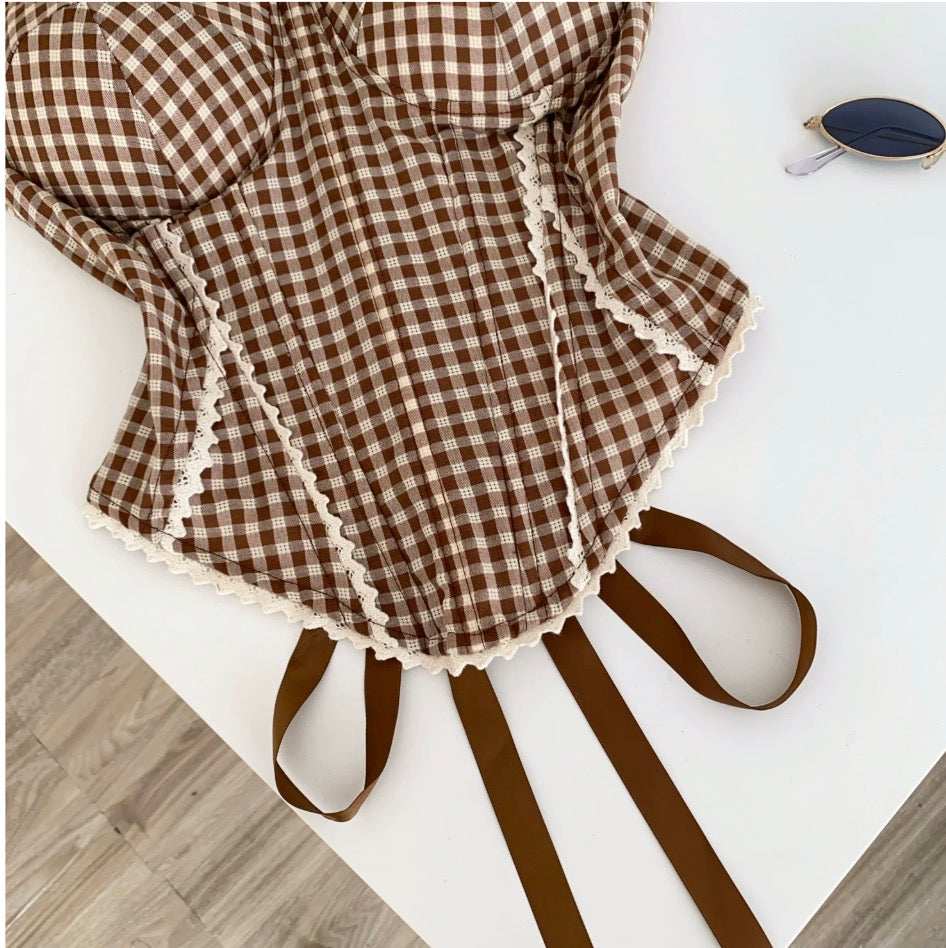 Vintage Plaid Lace Patchwork Camisole