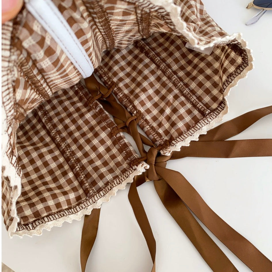 Vintage Plaid Lace Patchwork Camisole
