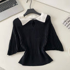 Color-blocking Lapeled Knitwear