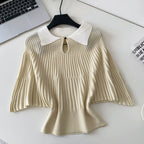 Color-blocking Lapeled Knitwear
