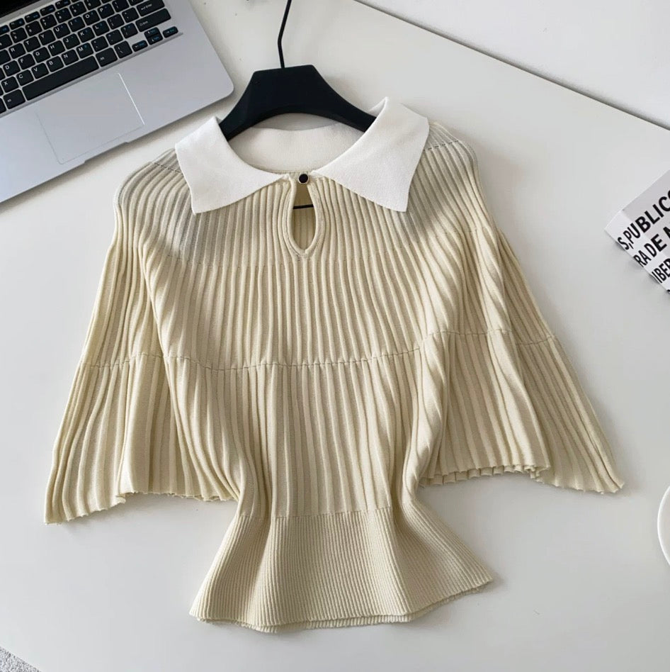 Color-blocking Lapeled Knitwear