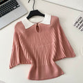 Color-blocking Lapeled Knitwear