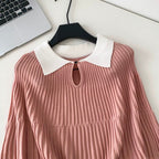 Color-blocking Lapeled Knitwear