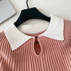 Color-blocking Lapeled Knitwear