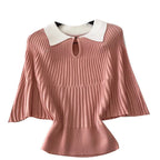 Color-blocking Lapeled Knitwear
