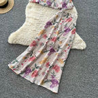 Asymmetric Floral Camisole & Skirt 2Pcs