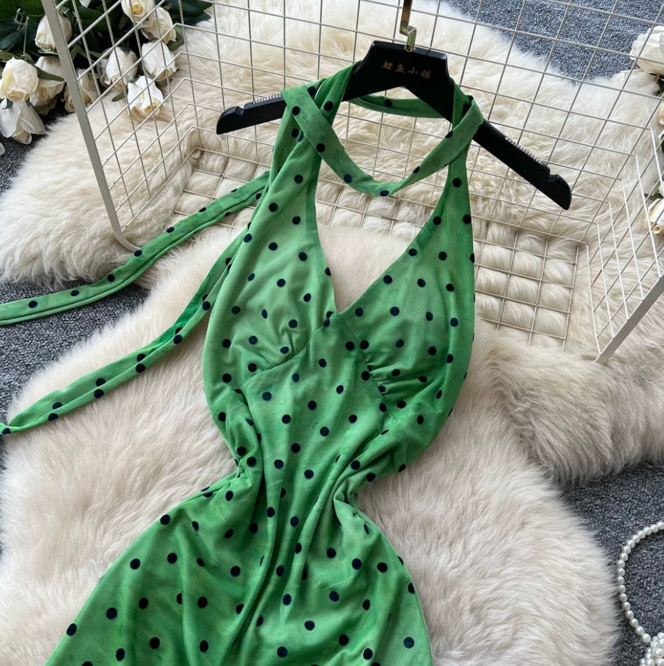 Vintage Polka Dot Halter Dress