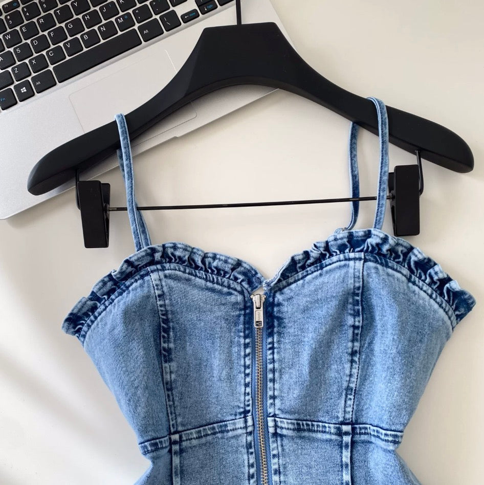 Vintage Pleated Denim Camisole