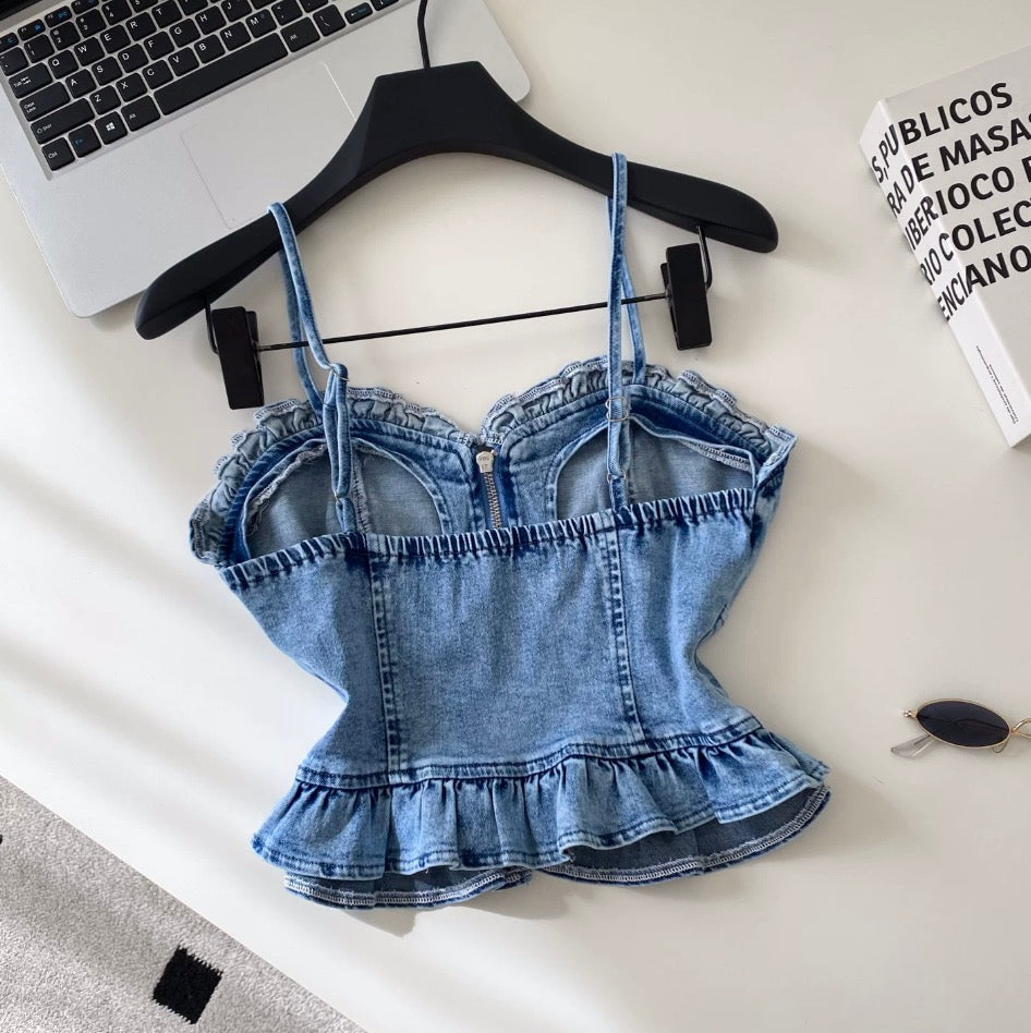 Vintage Pleated Denim Camisole
