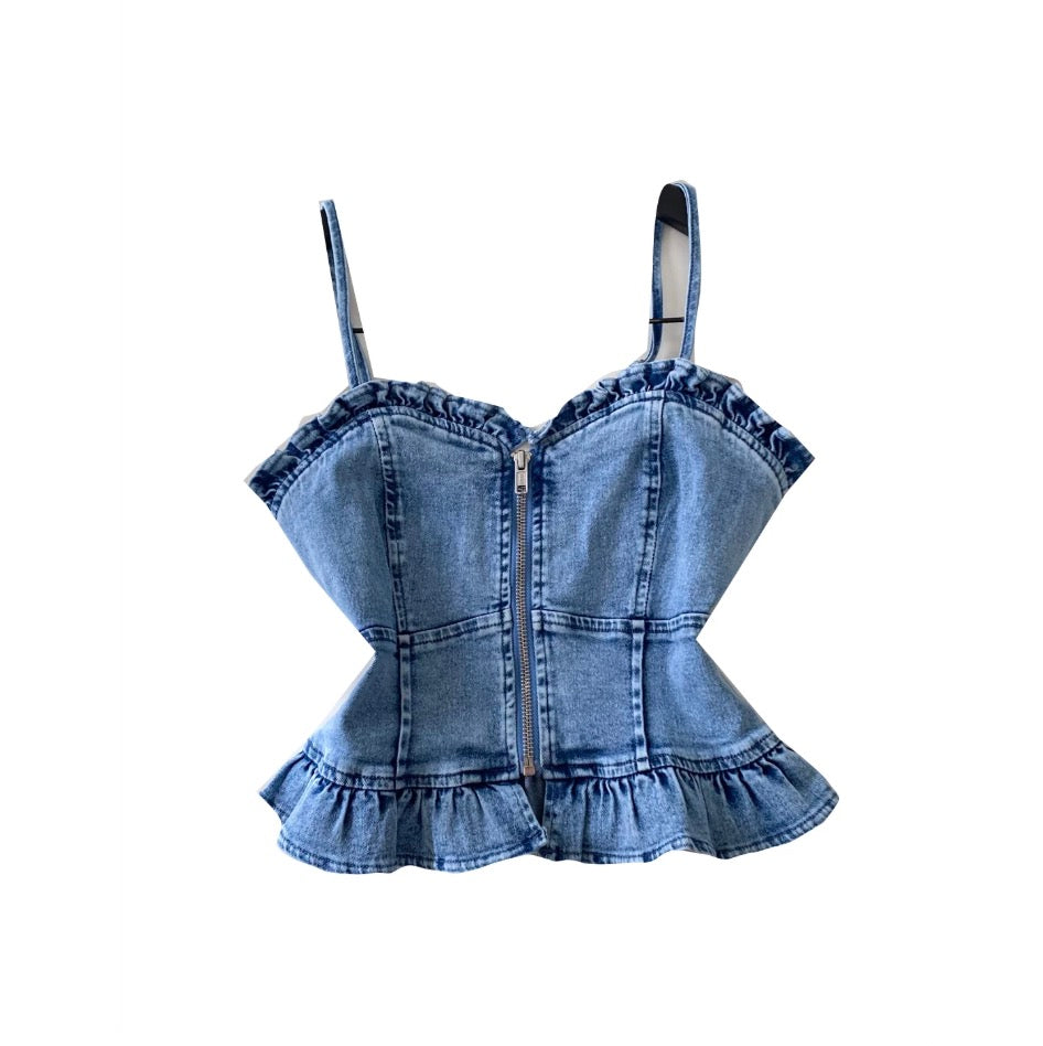 Vintage Pleated Denim Camisole